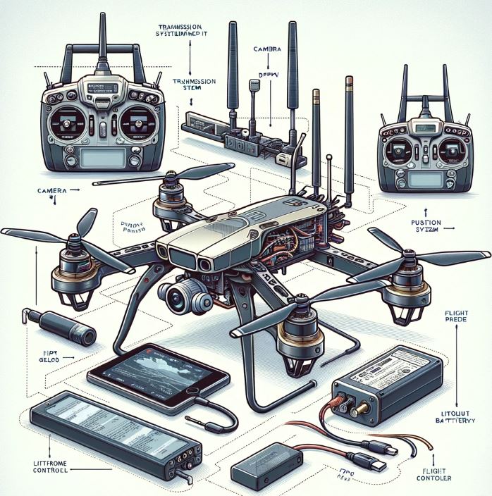 The setup for an FPV drone